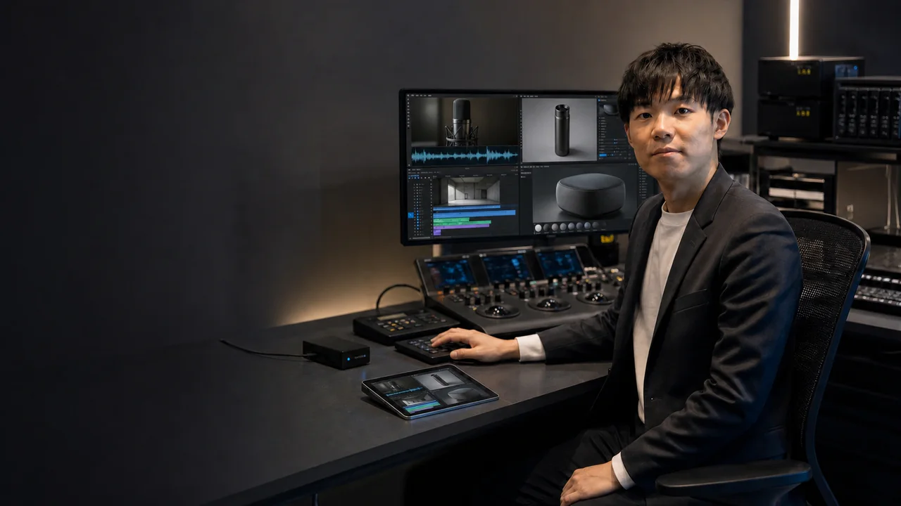 制作ショーケースを表す、入力・変換・確認・成果を一続きに置いた触覚的な制作模型